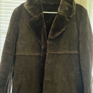 Vintage Y2K 2000s long brown coat size XL
